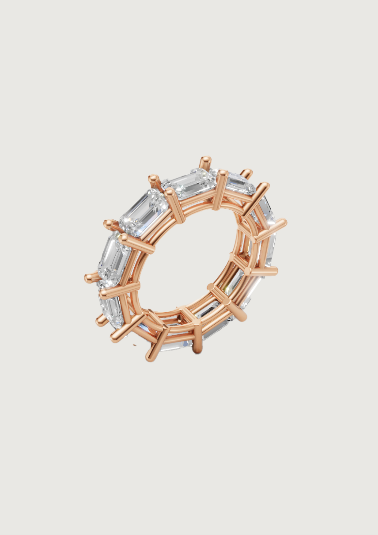 "Regalia Luxe" – Emerald-Cut Eternity Statement Ring in 18K Rose Gold ✨