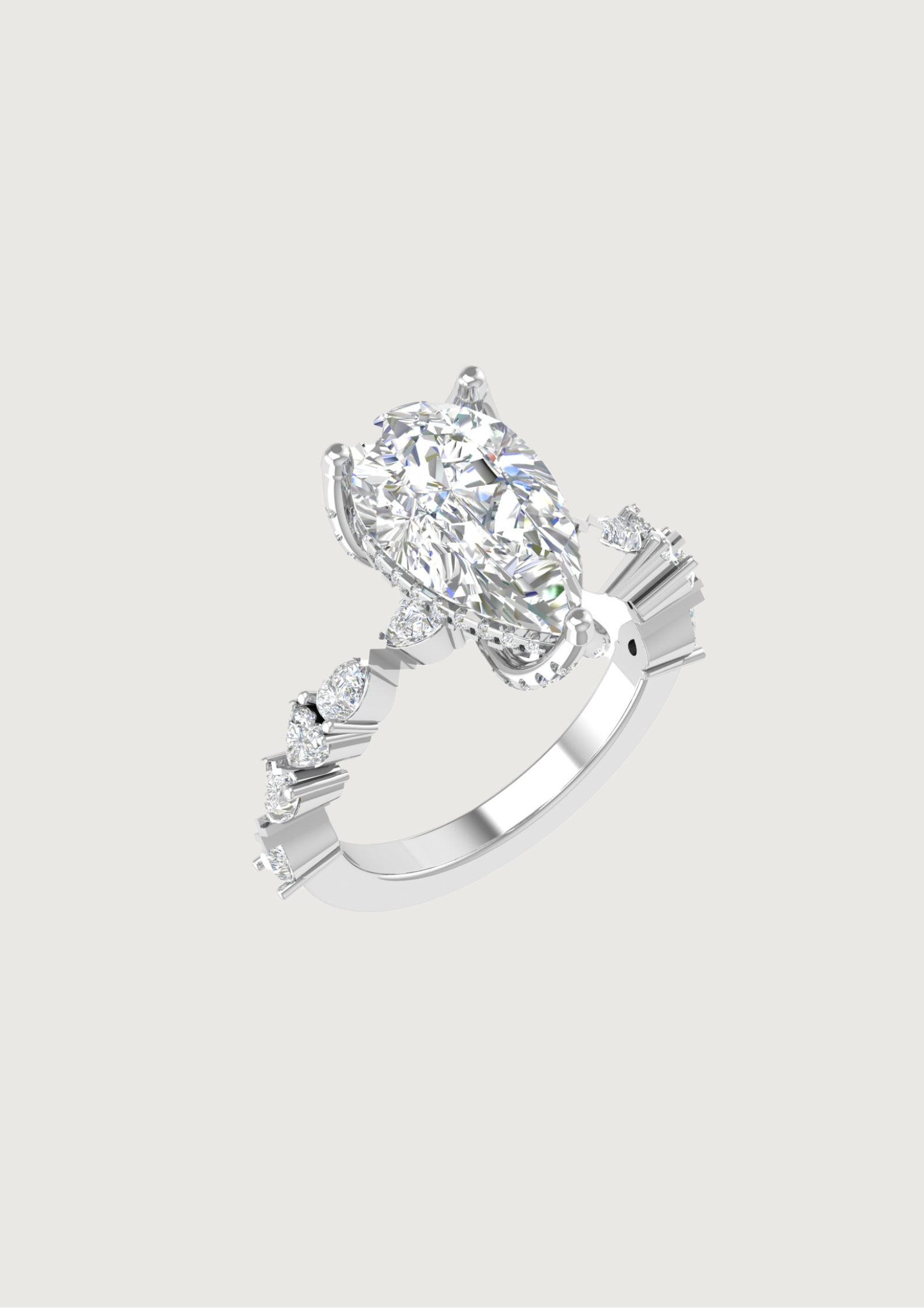 Celestia Spark – Modern Pear-Cut Diamond Ring in 14KT White Gold
