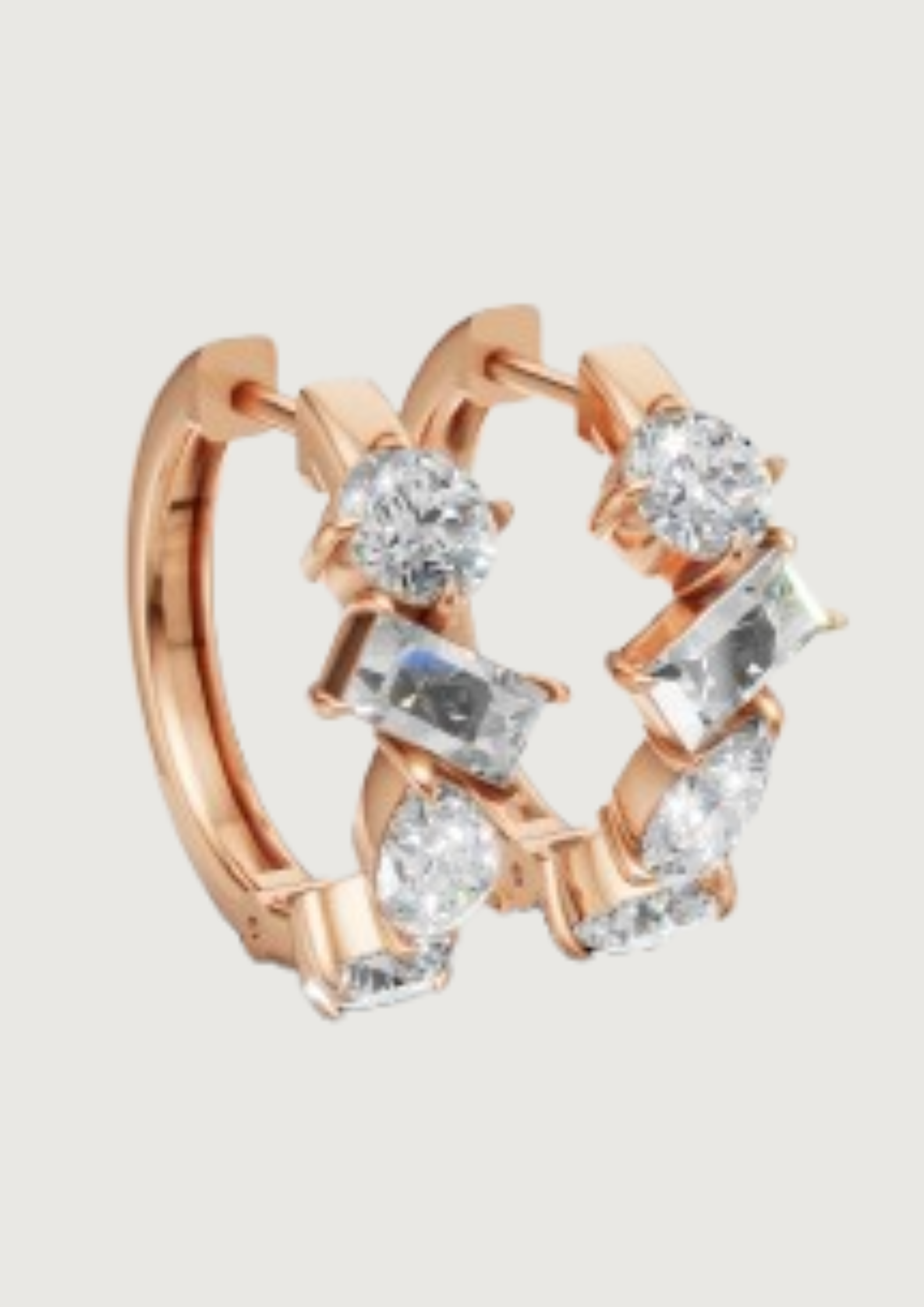 Mixed-Cut Diamond Hoop Earrings | 14K Gold | DS IMPEX
