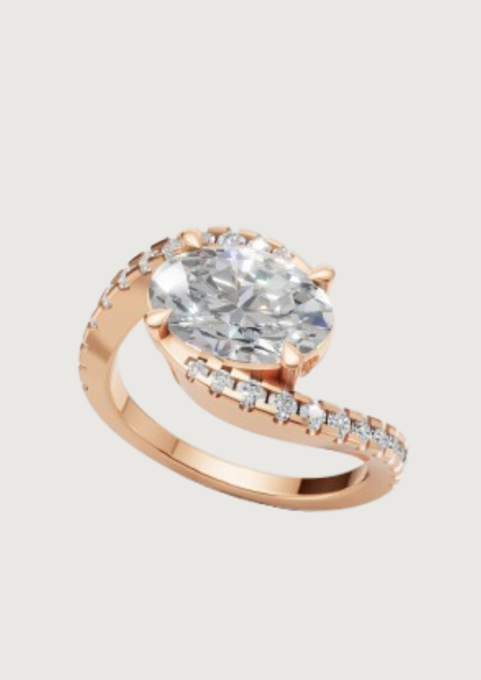 Eternal Embrace – Oval Cut Bypass Diamond Ring | DS IMPEX Signature