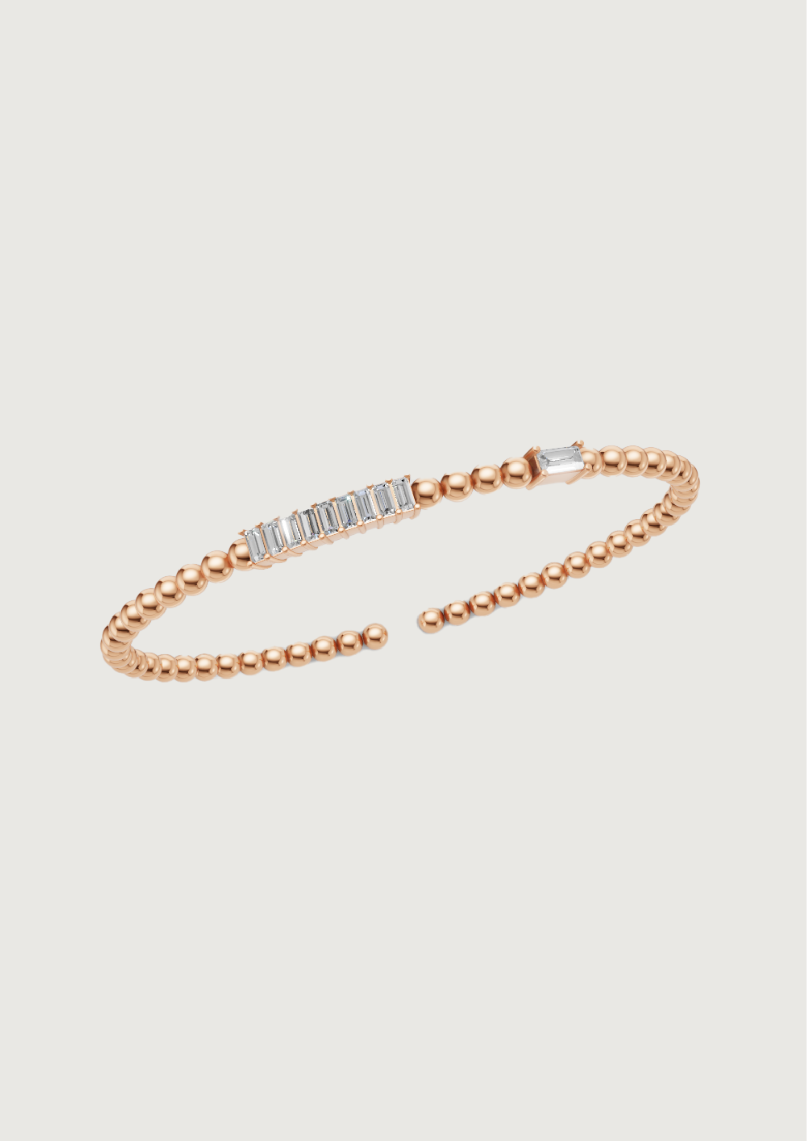 Baguette Diamond Beaded Cuff Bracelet ✨