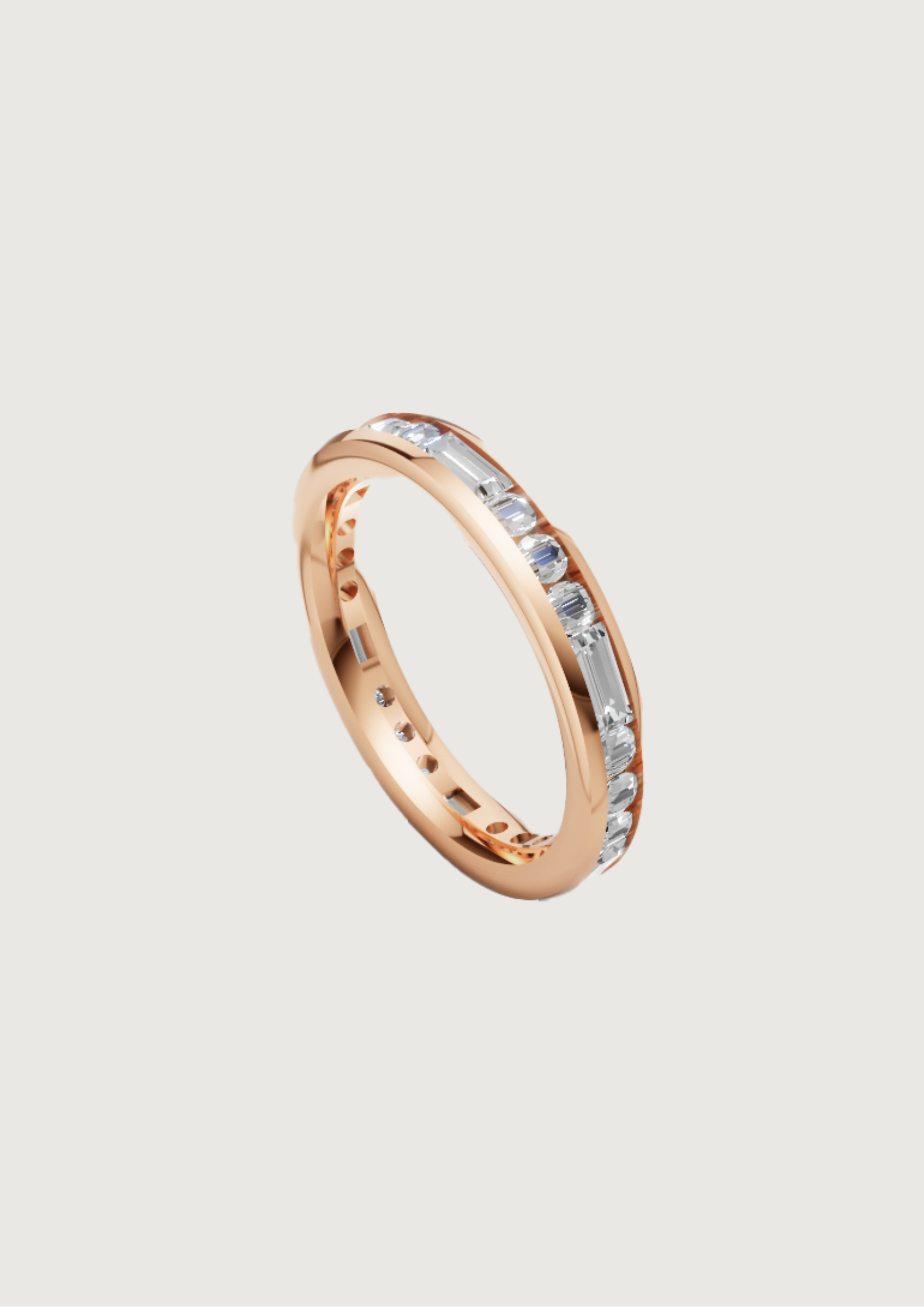 "Elysian Glow" – Sleek Baguette Diamond Eternity Band in 18K Rose Gold 💍