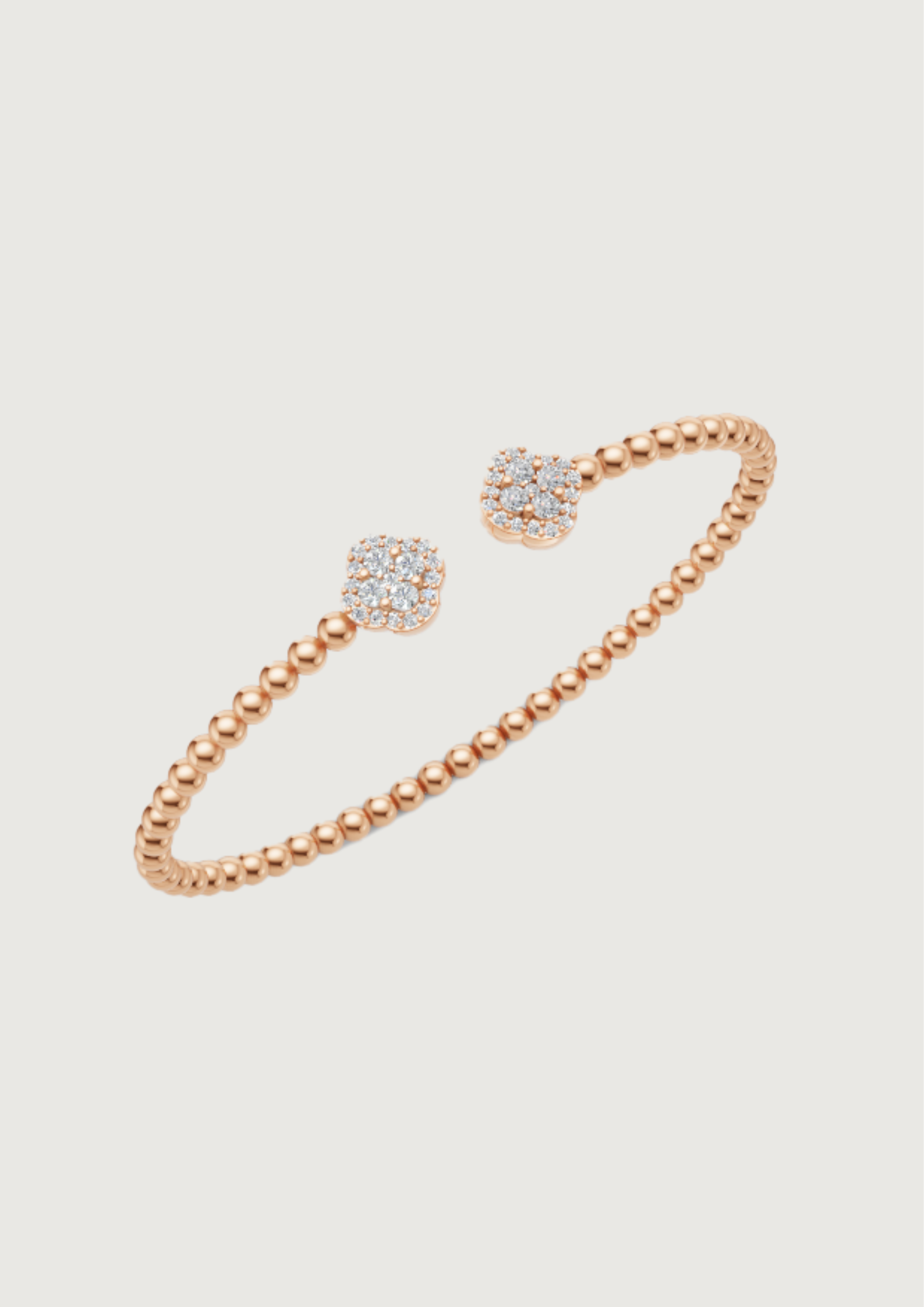 Floral Cluster Diamond Beaded Open Cuff Bracelet ✨