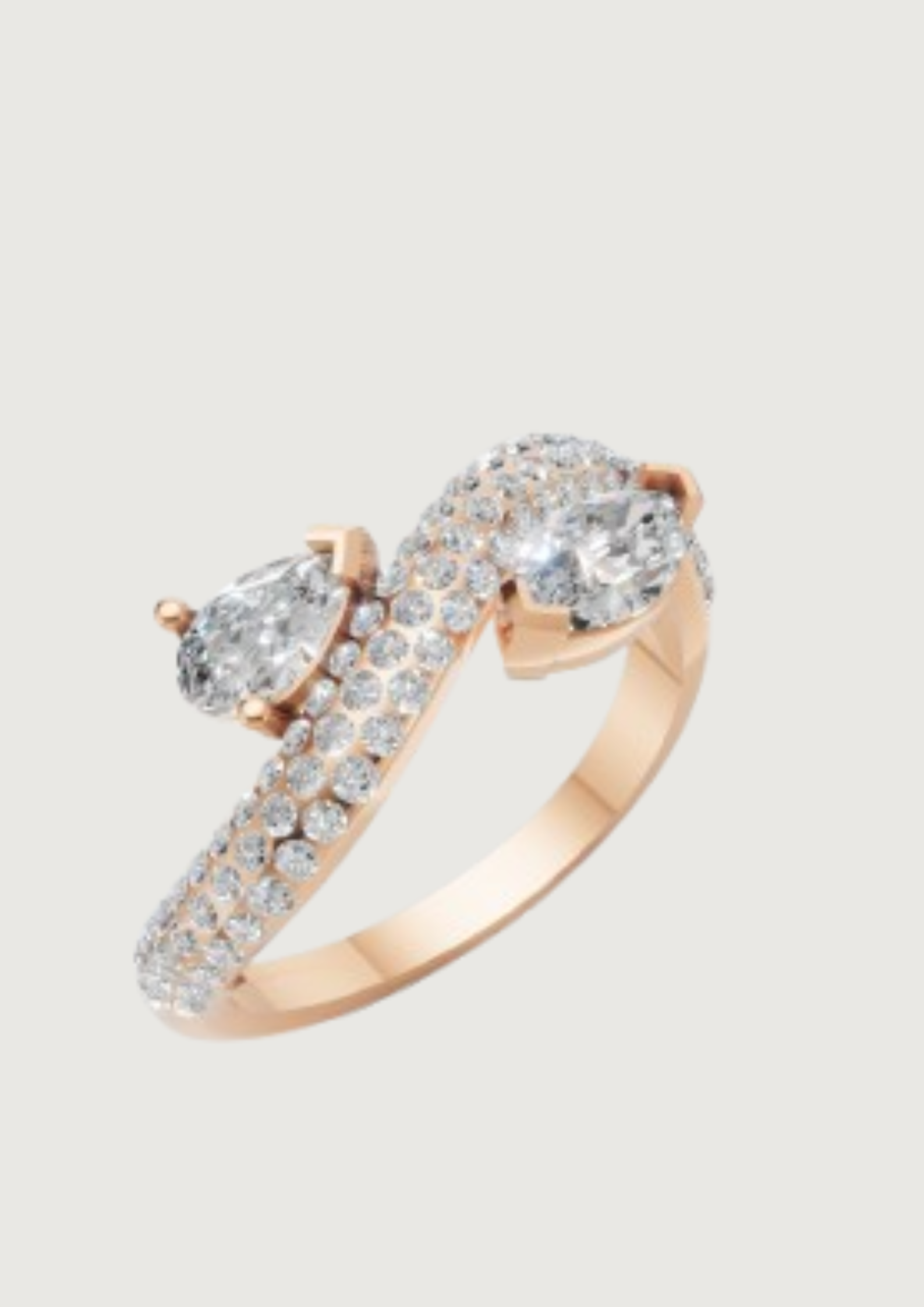 💎 Radiant Mirage – Double Pear Pavé Diamond Ring | DS IMPEX Signature