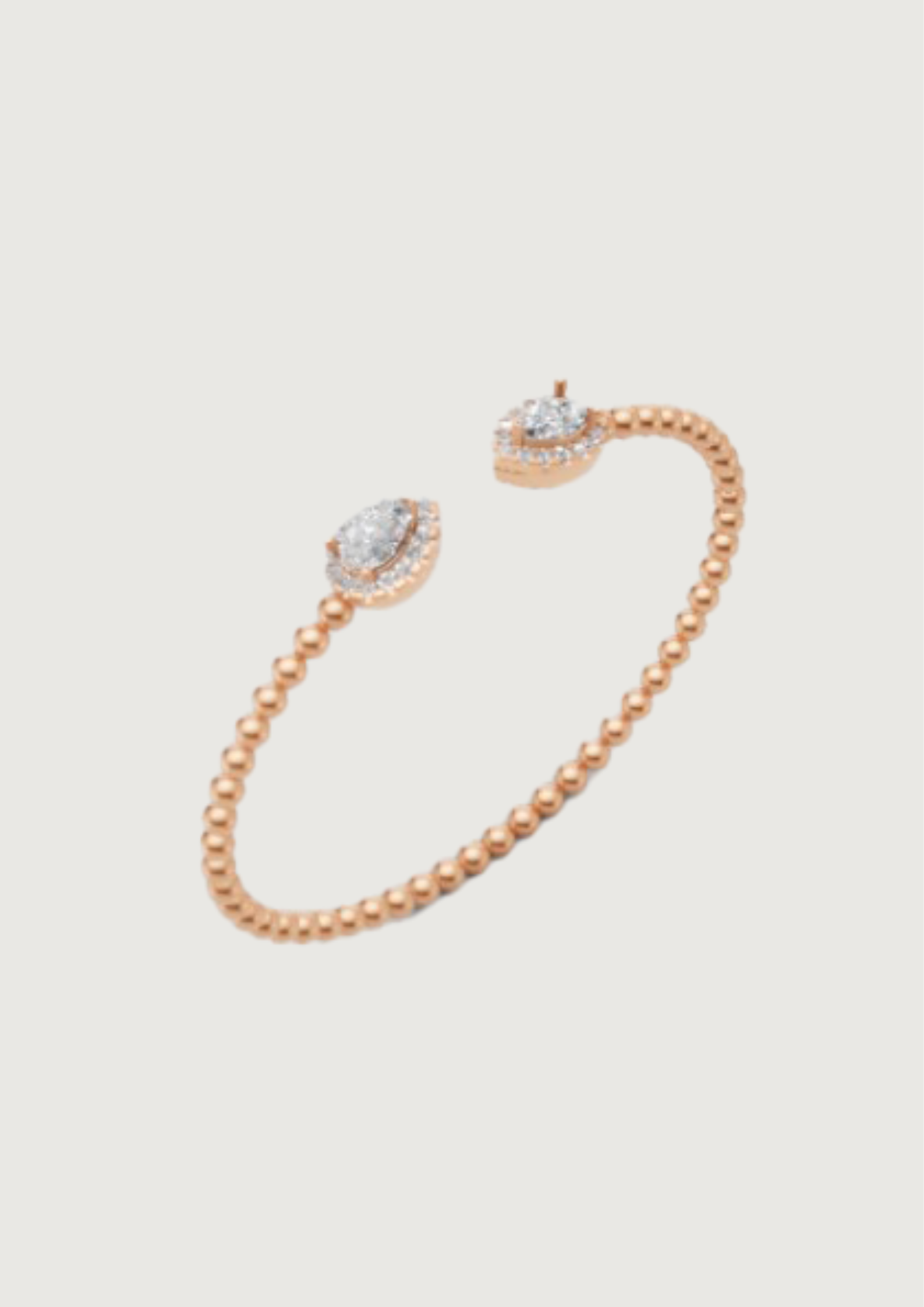 Dual Teardrop Open Bangle – Graceful Radiance in Gold