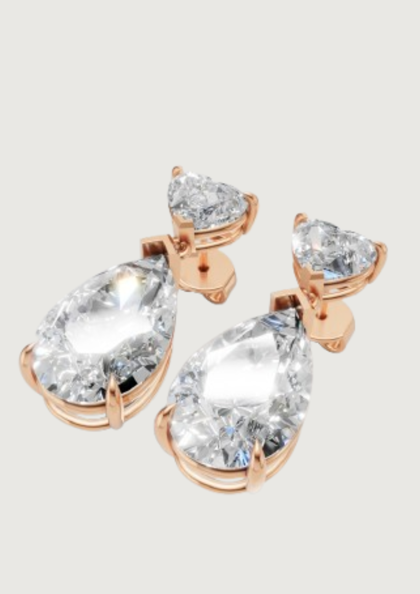 Pear-Cut & Heart-Cut Drop Earrings | 18K Gold | DS IMPEX