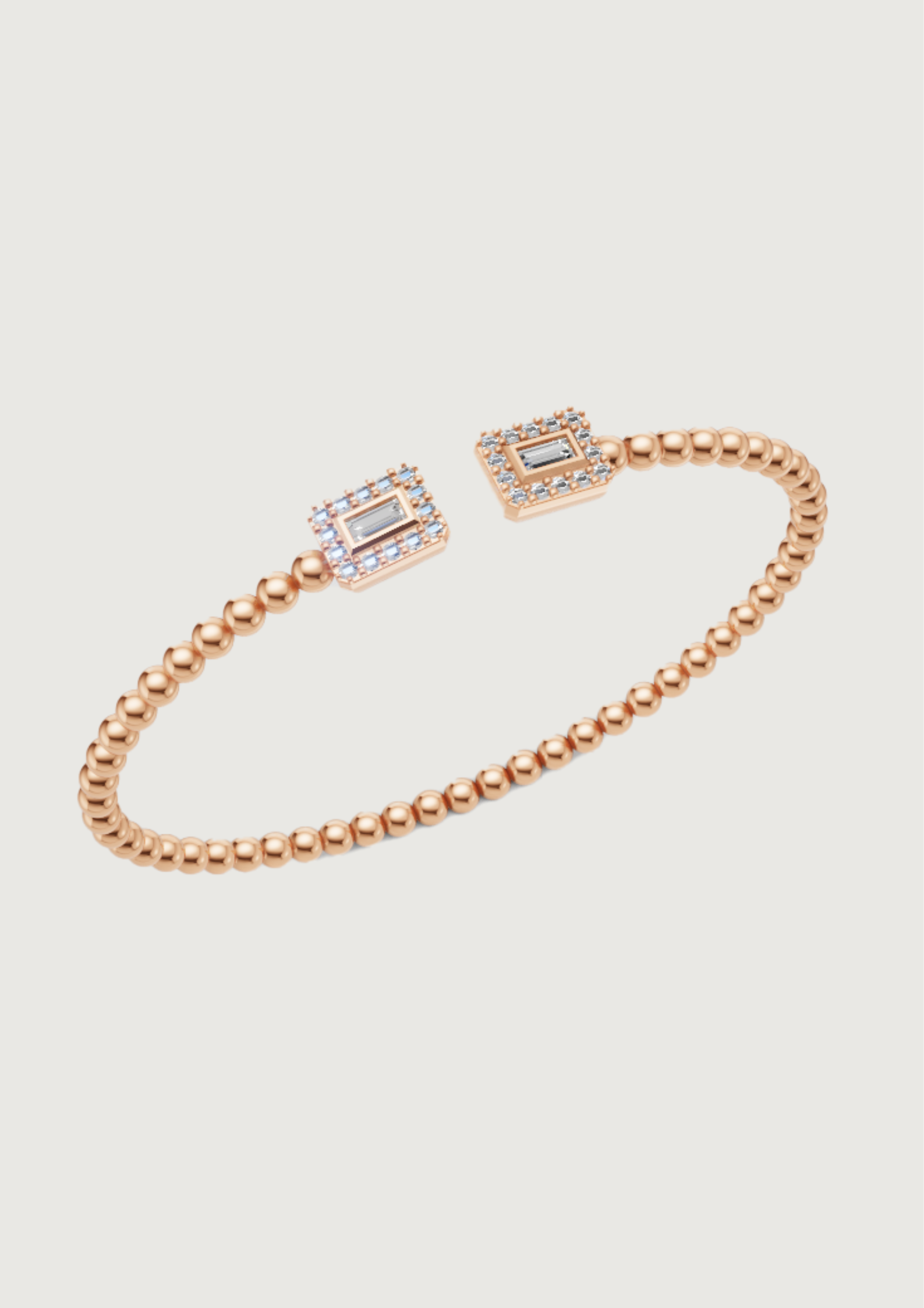 Luxe Rectangular Bezel Diamond Beaded Open Cuff Bracelet ✨