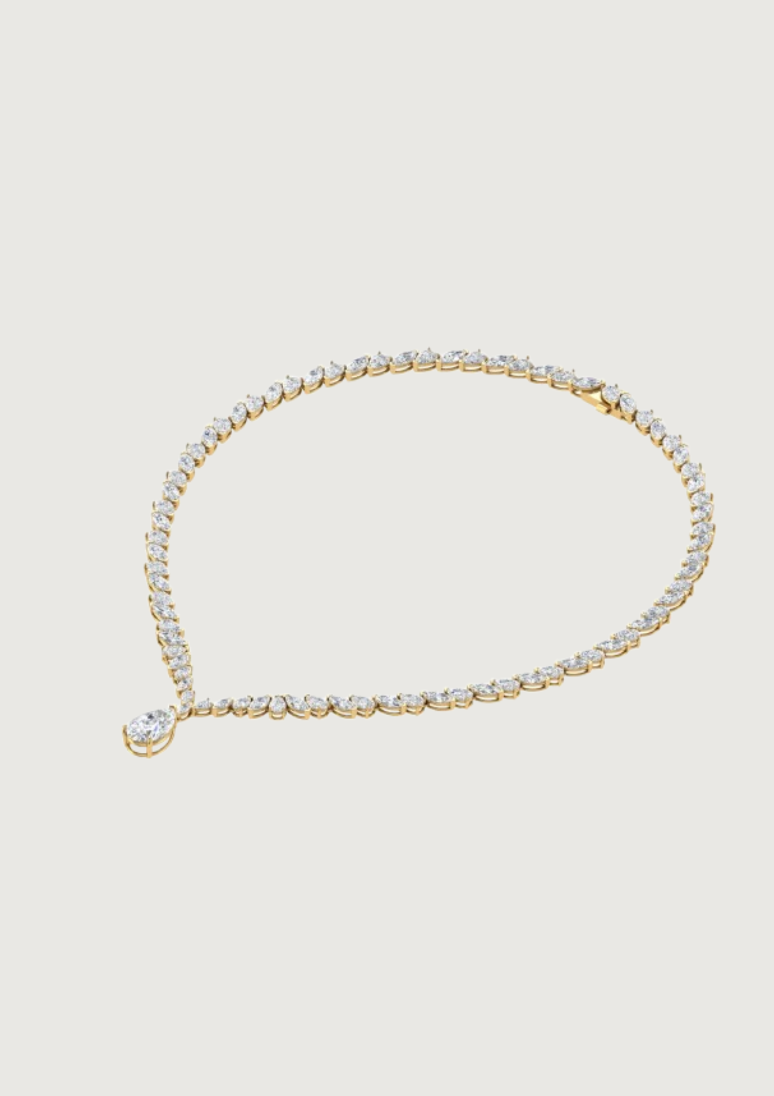 ✨ Golden Allure – Round Diamond Drop Necklace | DS IMPEX Signature