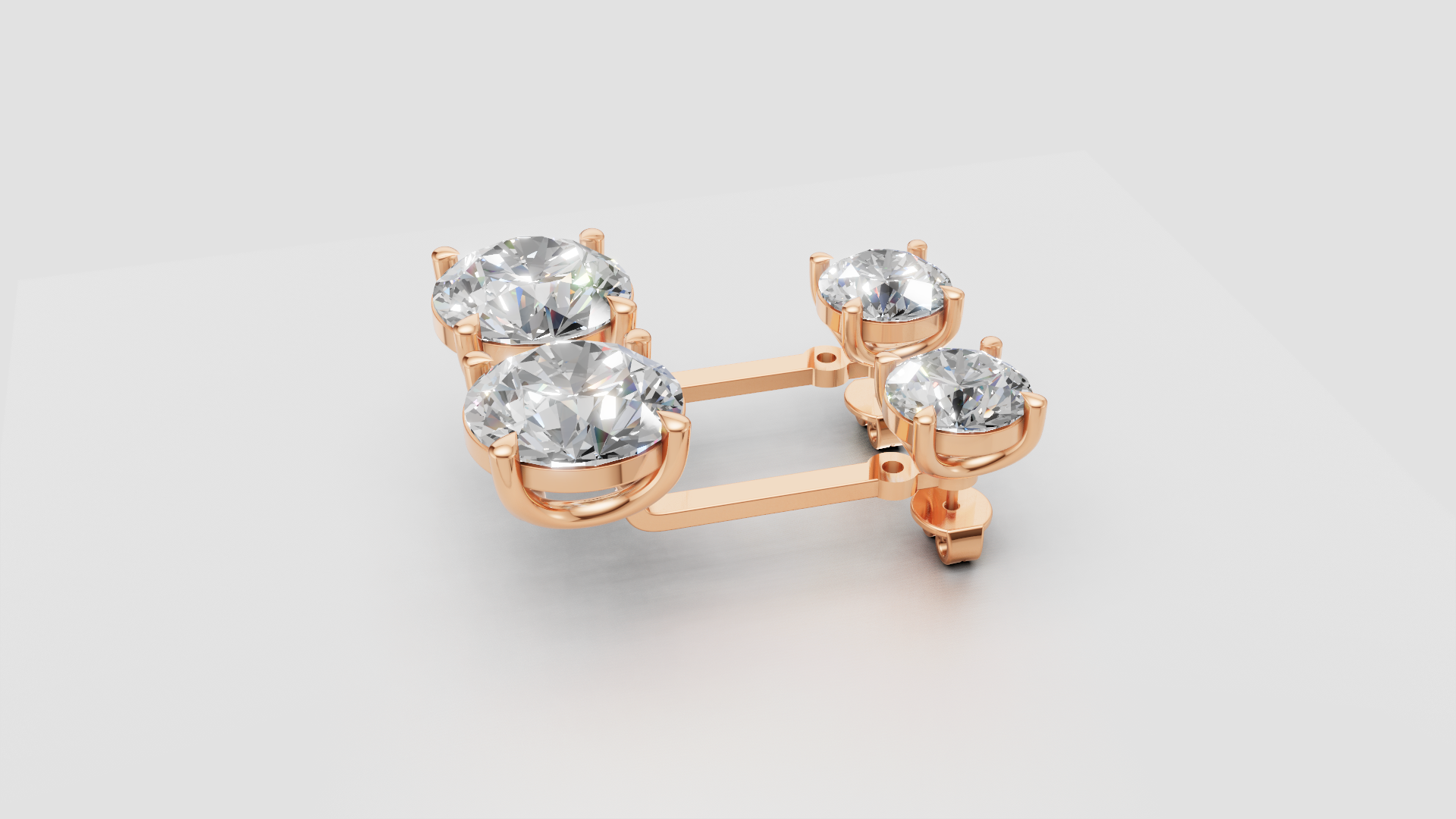 Double Round-Cut Drop Earrings | 18K Gold | DS IMPEX