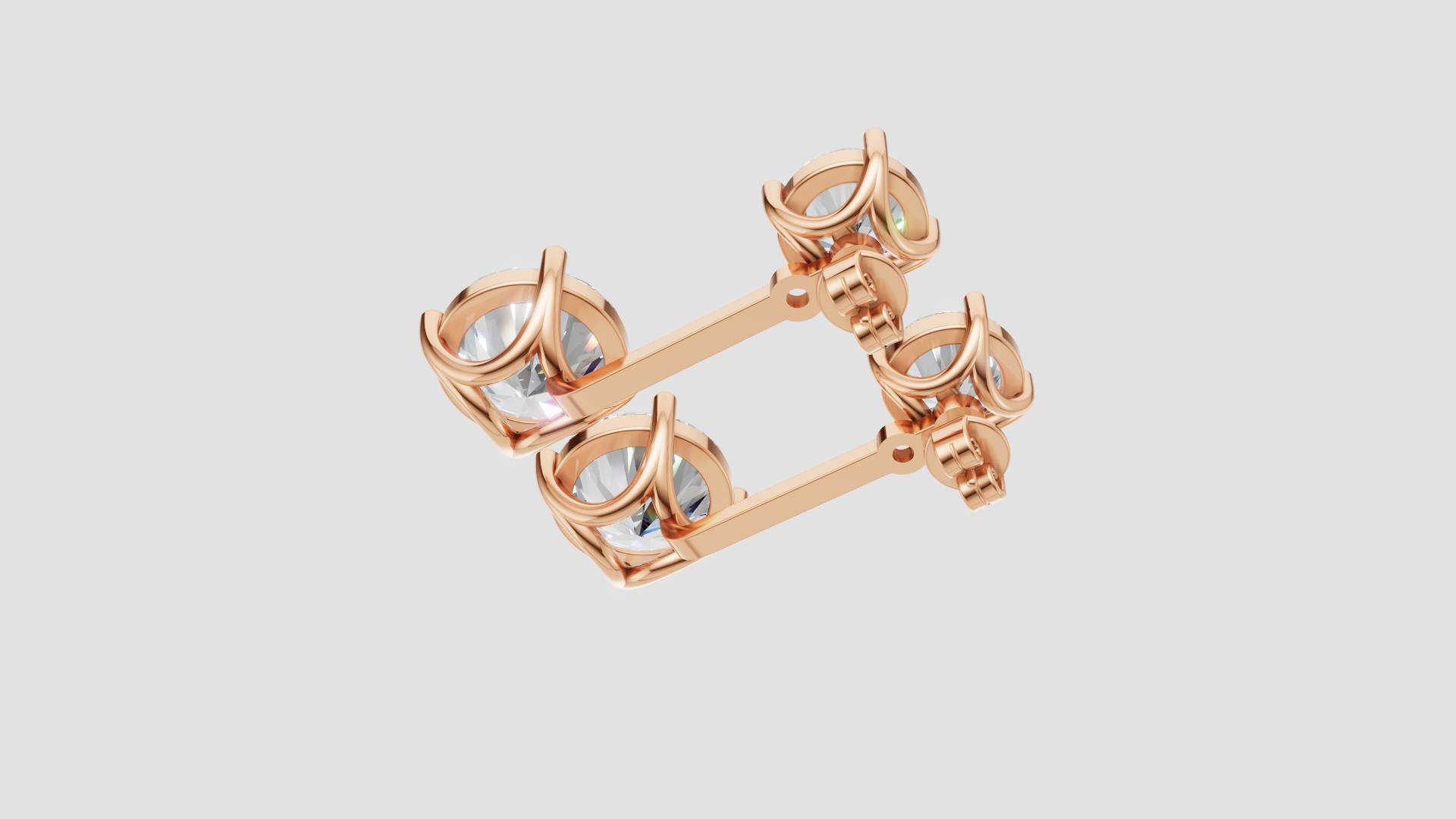 Double Round-Cut Drop Earrings | 18K Gold | DS IMPEX