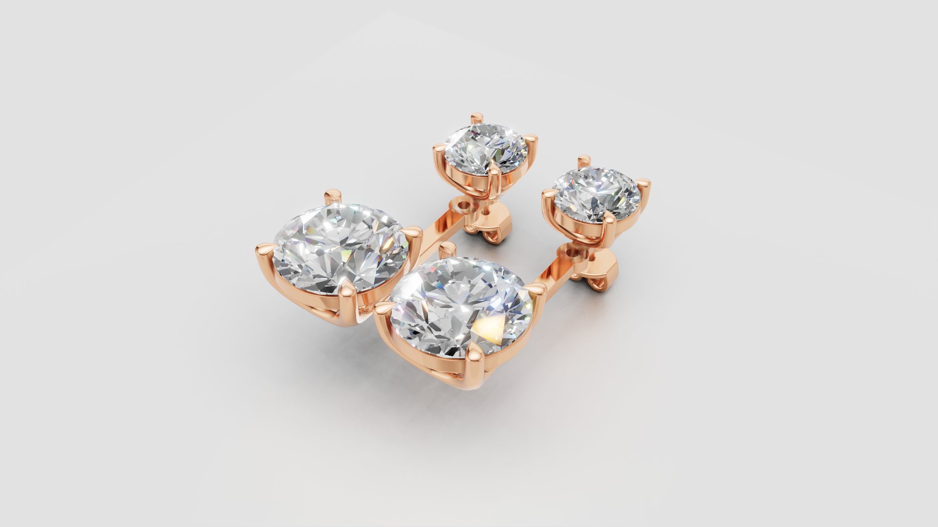 Double Round-Cut Drop Earrings | 18K Gold | DS IMPEX
