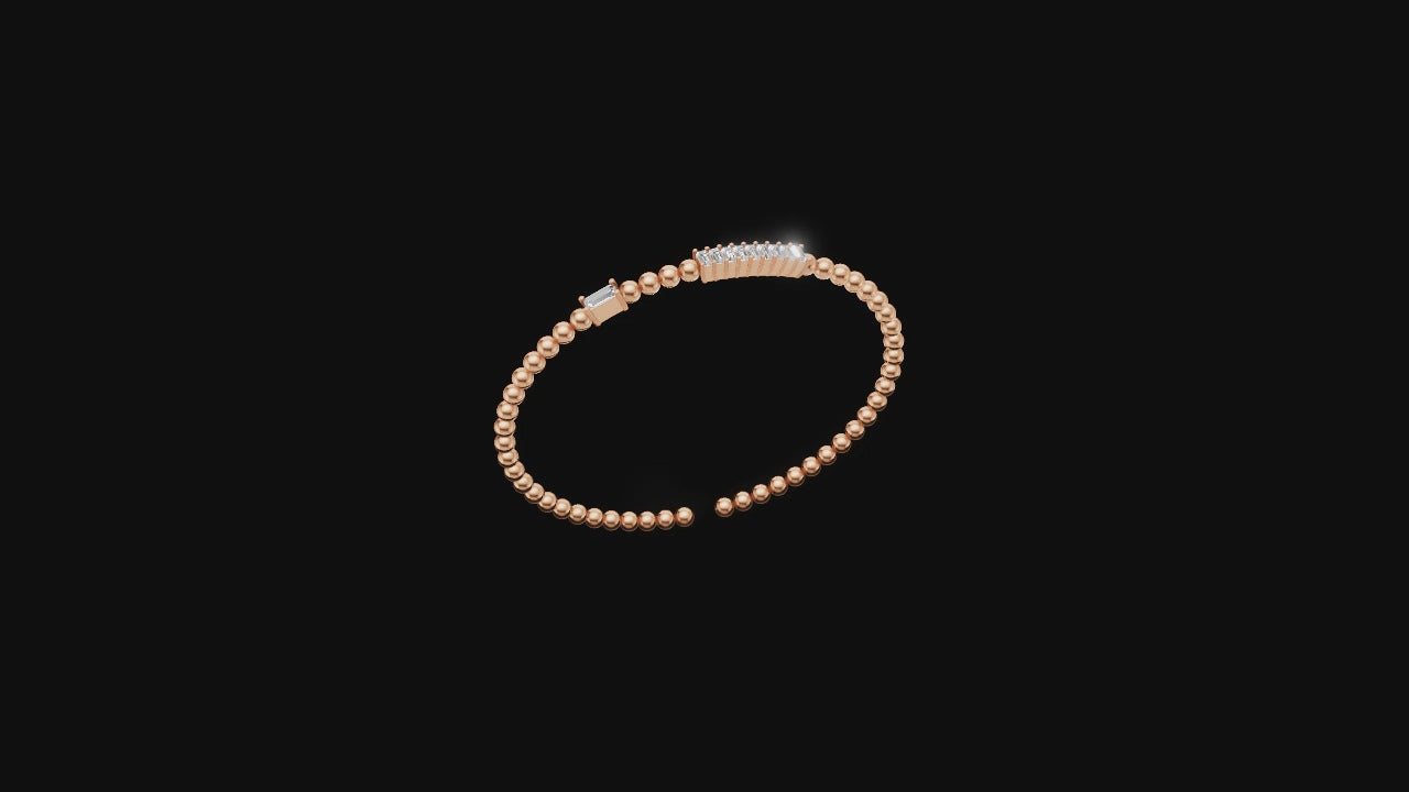 Baguette Diamond Beaded Cuff Bracelet ✨