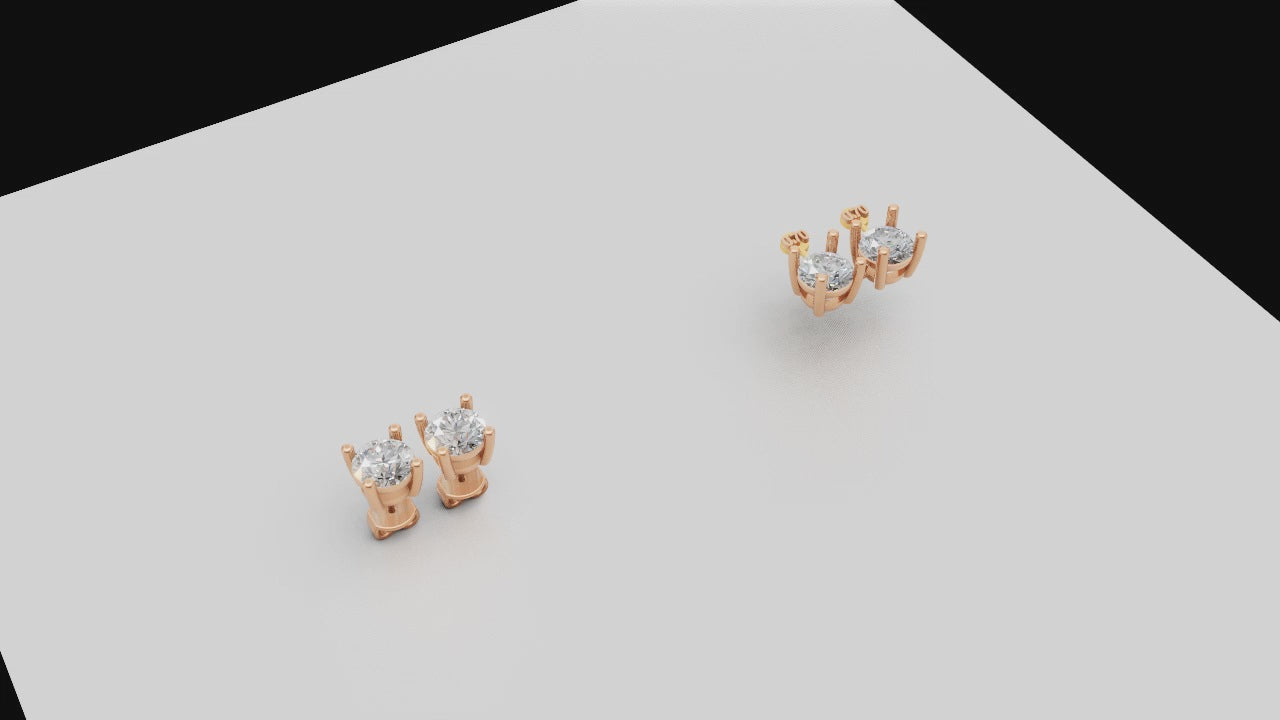 Celeste Spark – Classic 4-Prong Diamond Stud Earrings in 18K Rose Gold