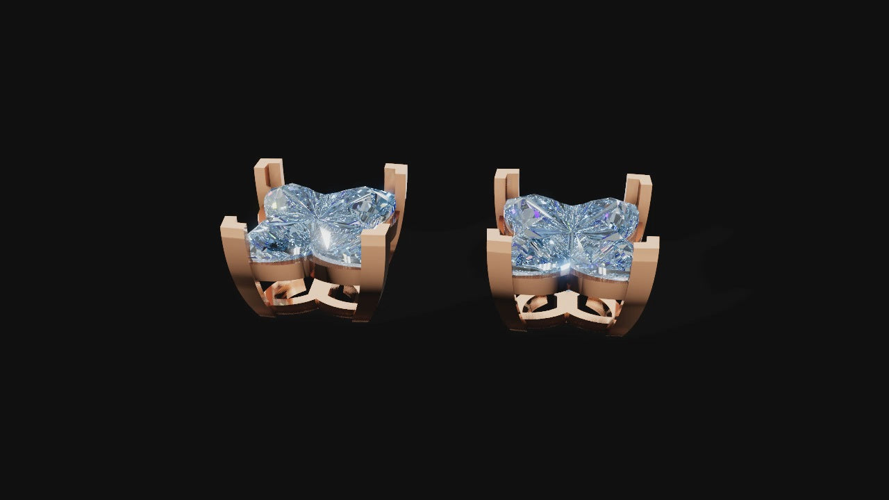 Elegant Butterfly Diamond Stud Earrings – White Gold Sparkle with Unique Floral Cut ✨