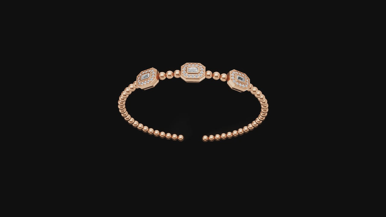 Geometric Luxe Beaded Open Cuff Bracelet – Sleek Everyday Sparkle ✨