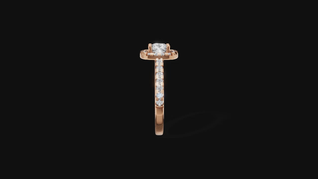 ✨ Halo Round Solitaire Engagement Ring – 14K Gold | DS IMPEX