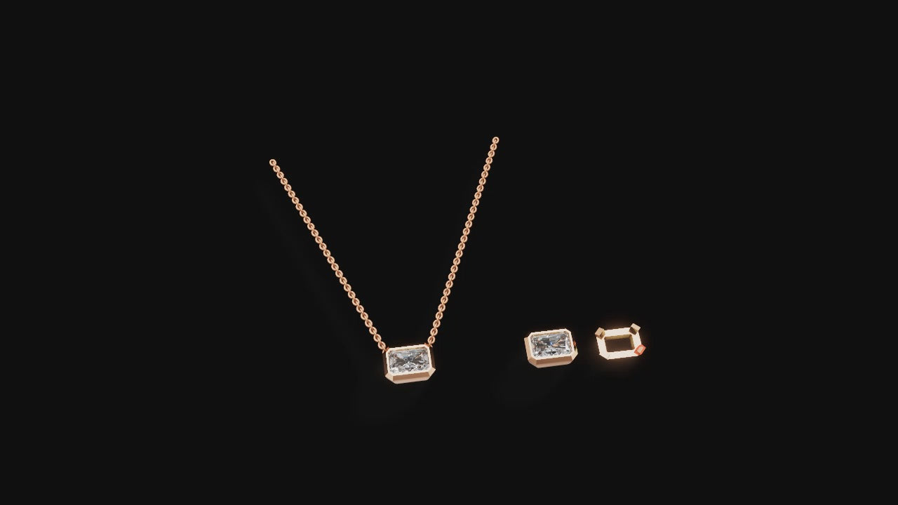 Sleek Radiance – 14K Baguette Diamond Bar Necklace
