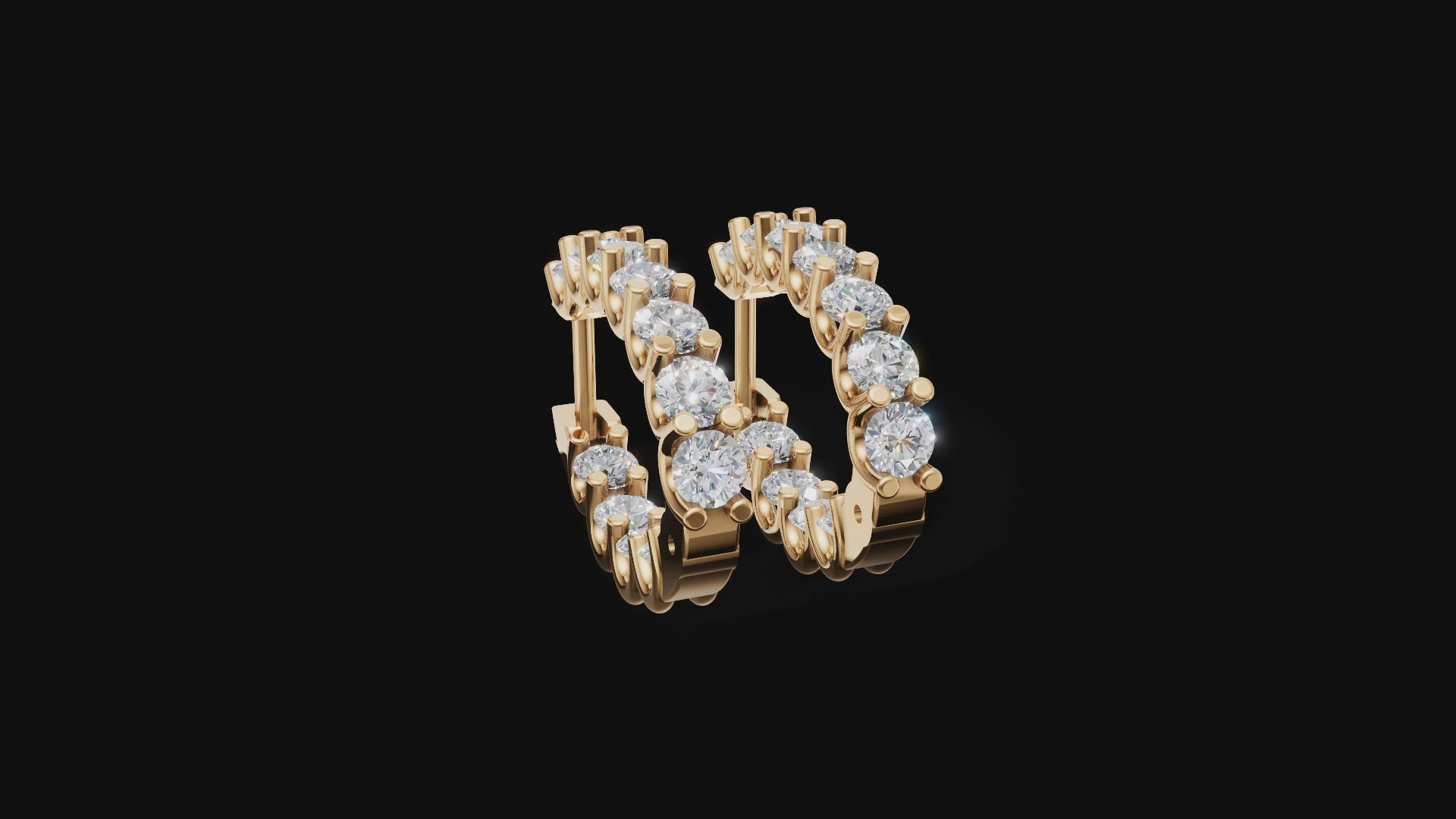 Celestia Prong-Set Half Hoops – Radiant 14KT White Gold Elegance