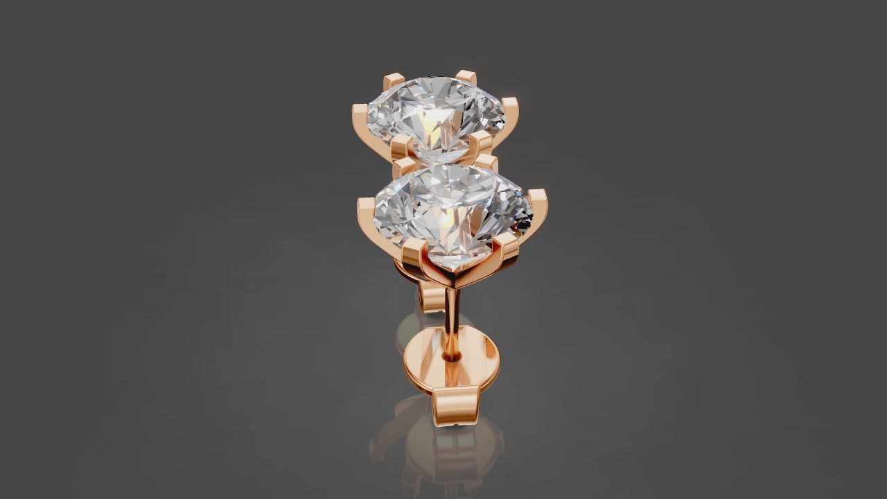 Aurora Solitaire – Classic Round Stud Earrings