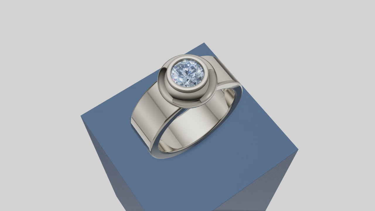 Golden Orbit Bezel-Set Ring – Sleek Radiance Collection