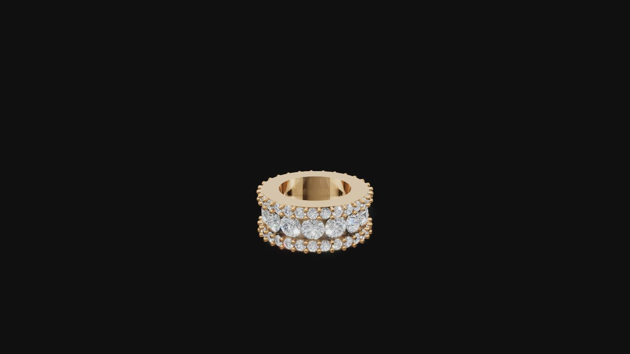 “Bold Brilliance” – Triple Row Eternity Diamond Band in 14K Rose Gold