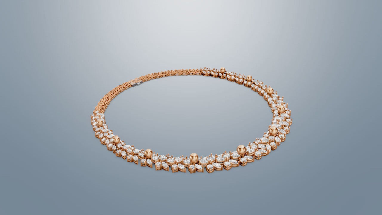 Blush Bloom Diamond & Pearl Necklace – Where Petals Meet Pearls 🌸