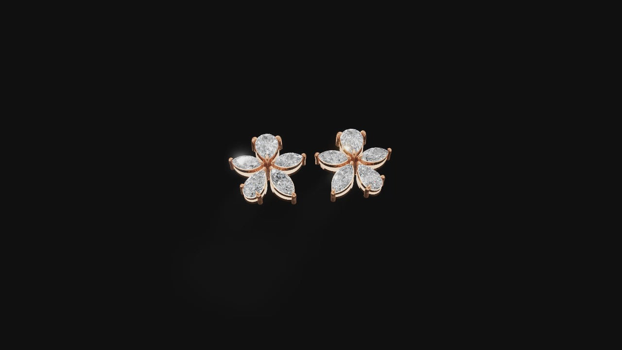 Whisper Bloom – 18K Diamond Cluster Stud Earrings