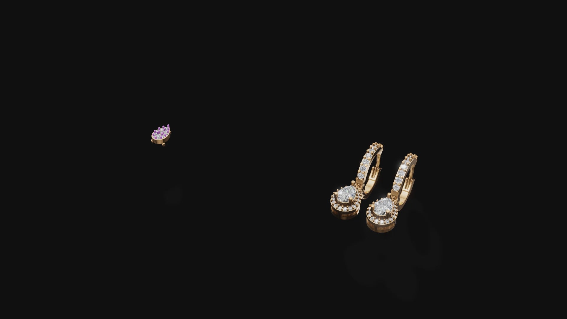 Classic Teardrop Halo Earrings – 14K Gold Dangle Elegance