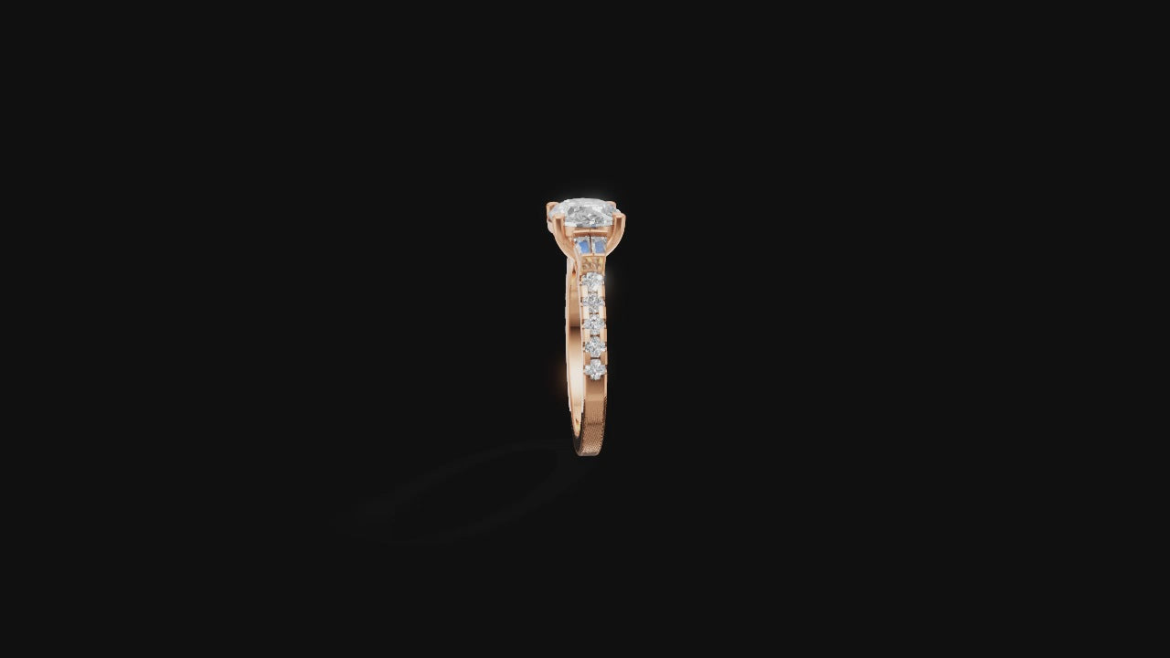 ✨ Marquise-Cut Solitaire with Side Accents | 14K Rose Gold Ring | DS IMPEX