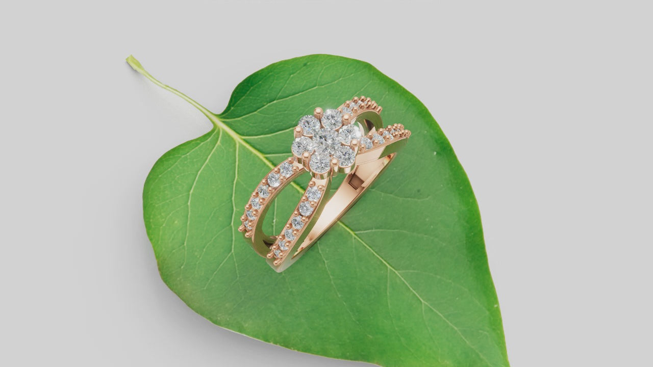 Rose Radiance Dual-Band Halo Diamond Ring 💖✨