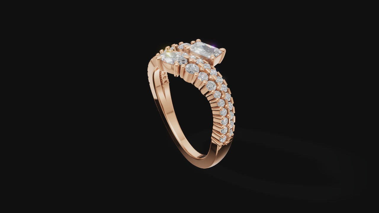 💎 Dual-Stone Diamond Ring | 3.10g 14K Rose Gold | Modern Open Band Design | DS IMPEX