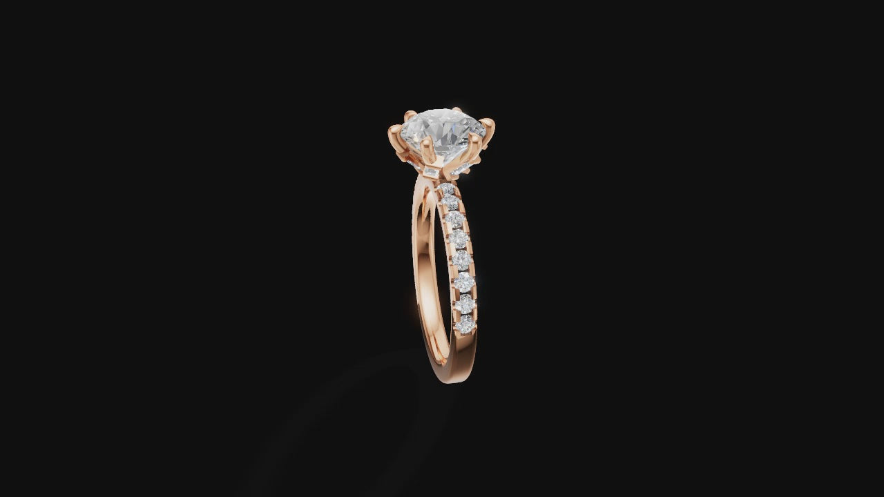 ✨ Classic Round Solitaire with Diamond Band – 18K Gold | DS IMPEX