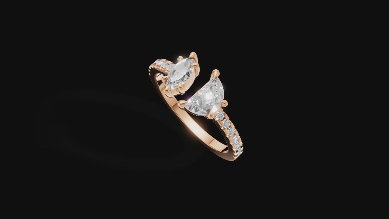 💎 Eternal Duo – Pear-Cut Open Diamond Ring | DS IMPEX Signature