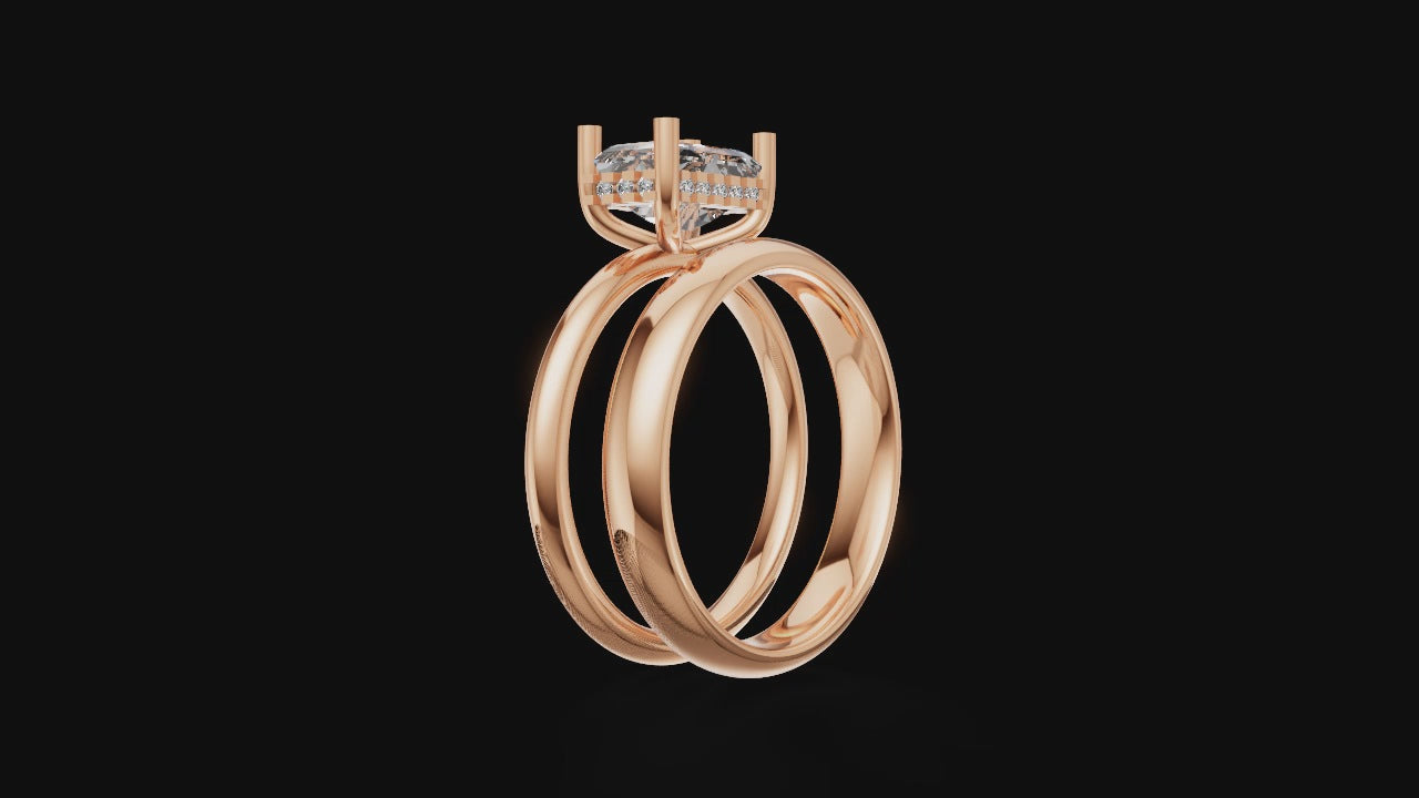 Aurora Embrace – Dual-Band Rose Gold Diamond Ring Set