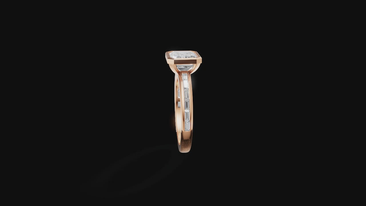 Rose Elegance – Emerald Cut Solitaire Diamond Ring | DS IMPEX Signature