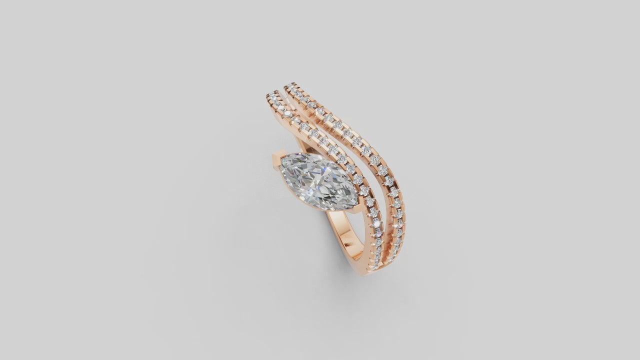 🌸 Marquise Bypass Diamond Ring | 2.50g 14K Rose Gold | DS IMPEX Signature