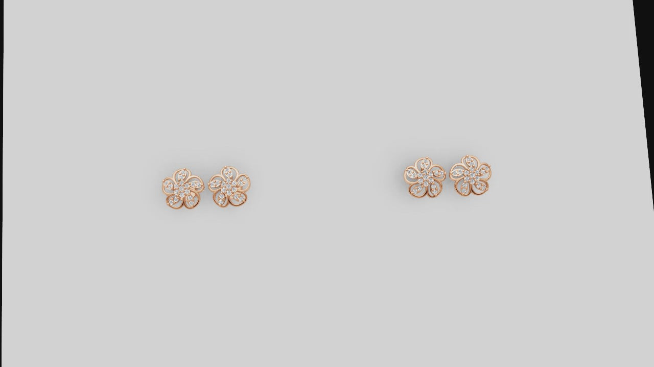 Petal Bloom Diamond Studs – Classic Floral Elegance