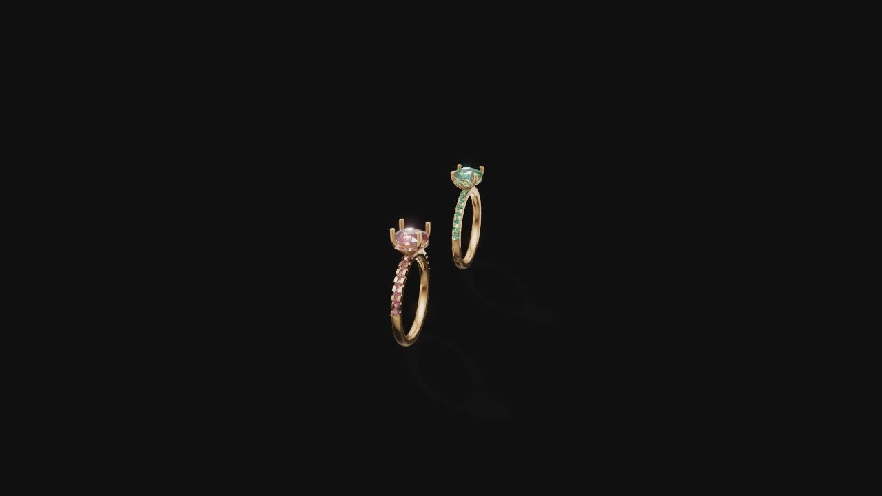 Luna Glow – Cushion Cut Solitaire Pavé Diamond Ring