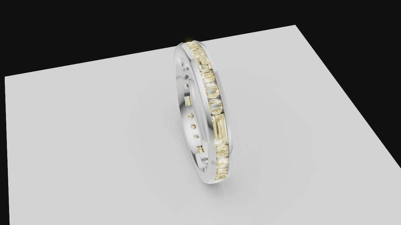 "Elysian Glow" – Sleek Baguette Diamond Eternity Band in 18K Rose Gold 💍