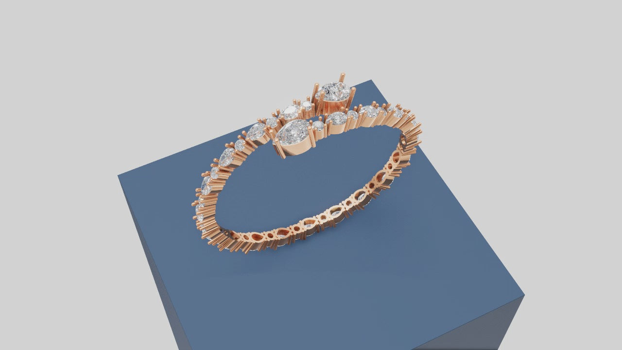 Pear & Round Diamond Tennis Bracelet – Sparkle Symphony in White Gold
