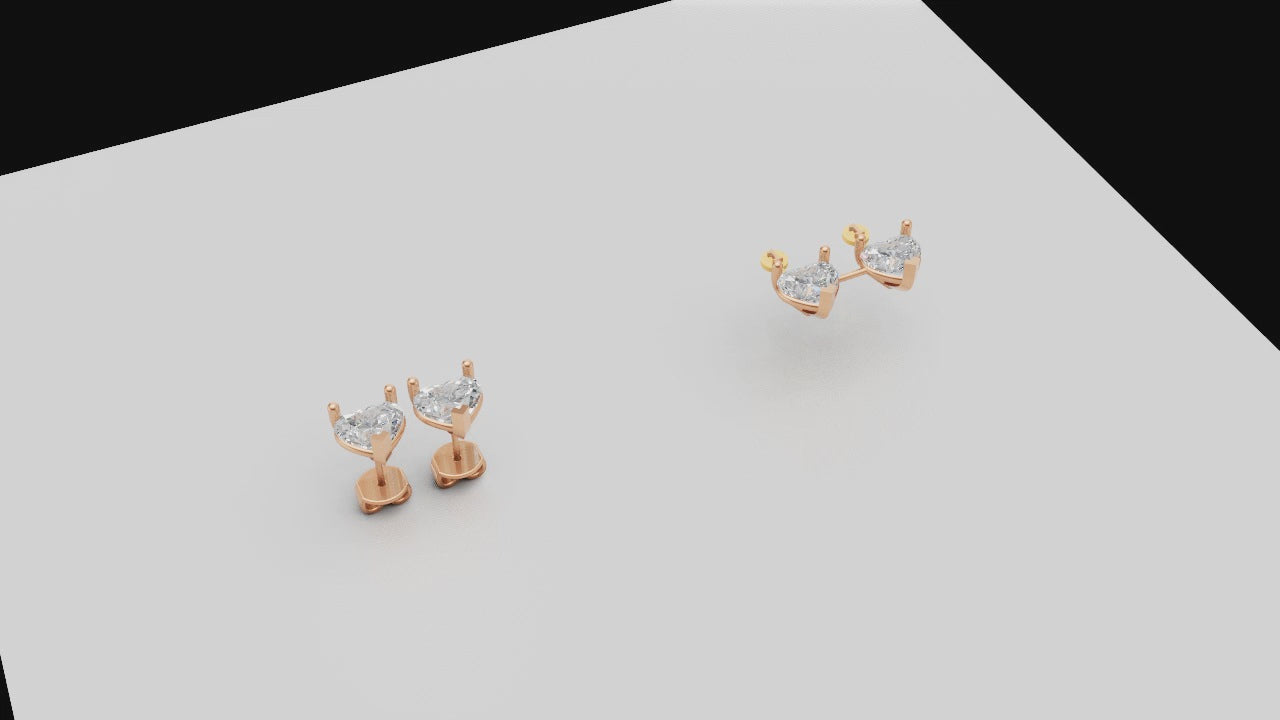 "Amora Spark" Heart-Shaped Stud Earrings in Rose Gold ✨