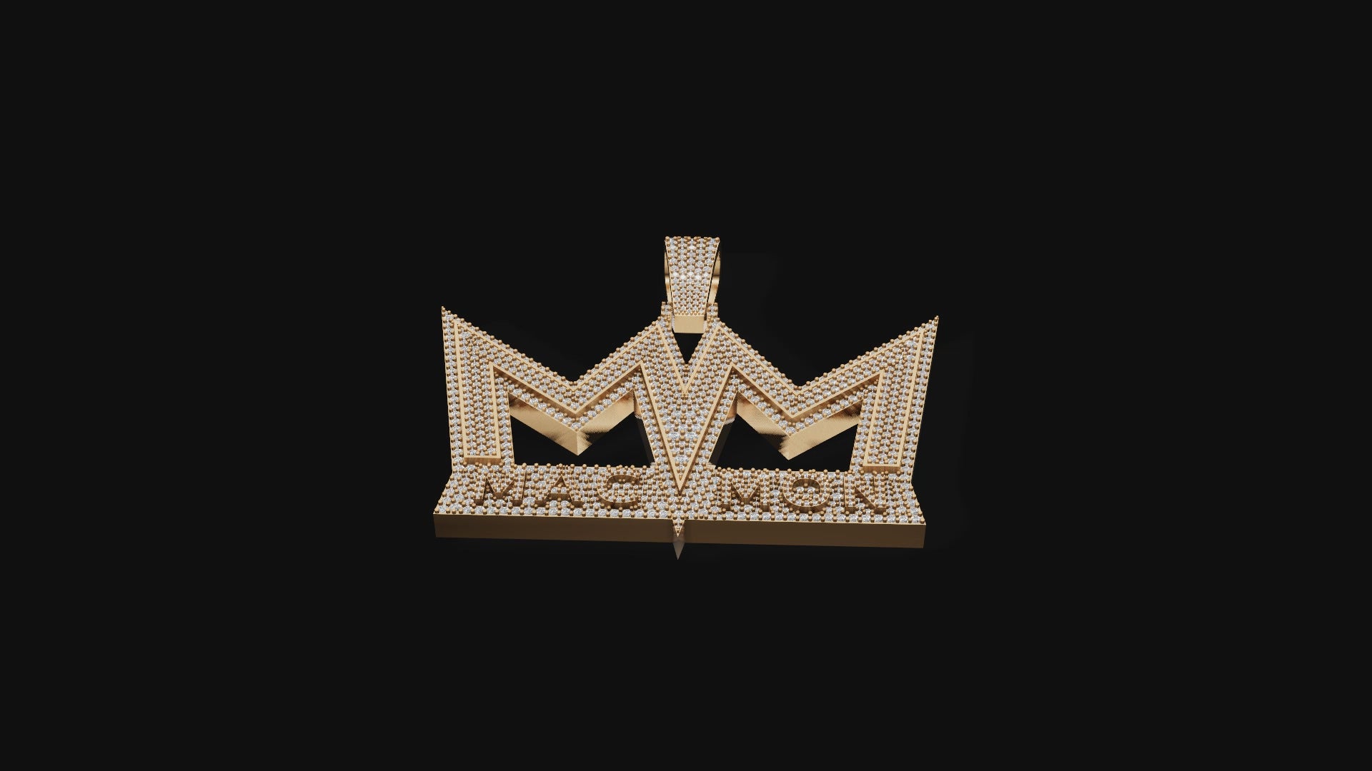 MAC MON Crown Pendant – Custom Diamond Namepiece in 18KT Gold