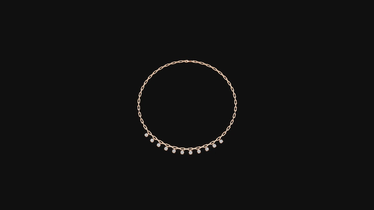 🌟 Sparkling Charm – Diamond Drop Link Necklace | DS IMPEX Signature