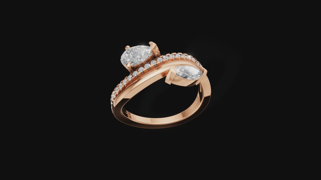 💎 Eternal Embrace – Marquise & Round Bypass Diamond Ring | DS IMPEX Signature