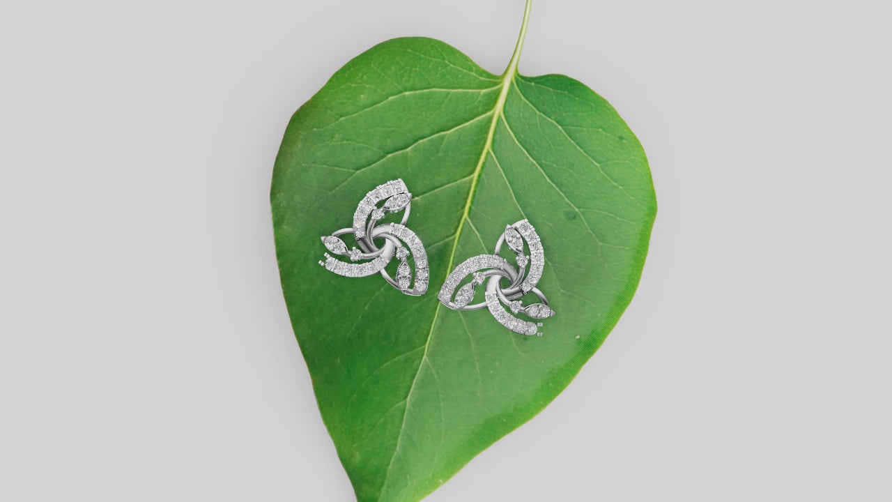 Trillium Twist Diamond Studs – A Graceful Fusion of Balance & Brilliance