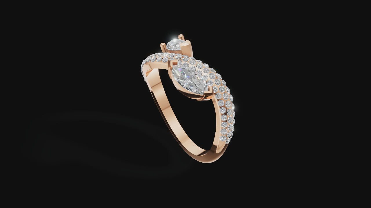💎 Radiant Mirage – Double Pear Pavé Diamond Ring | DS IMPEX Signature