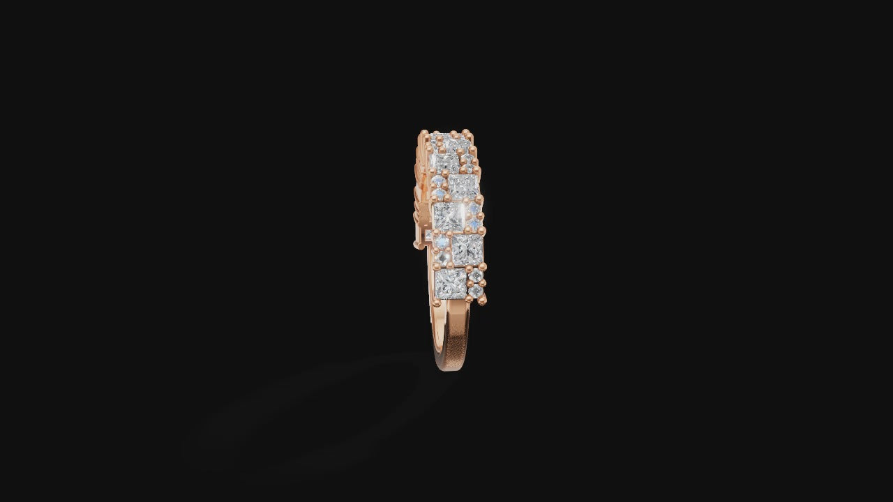 ✨ Princess-Cut Diamond Band Ring – Elegant 14K Gold | DS IMPEX