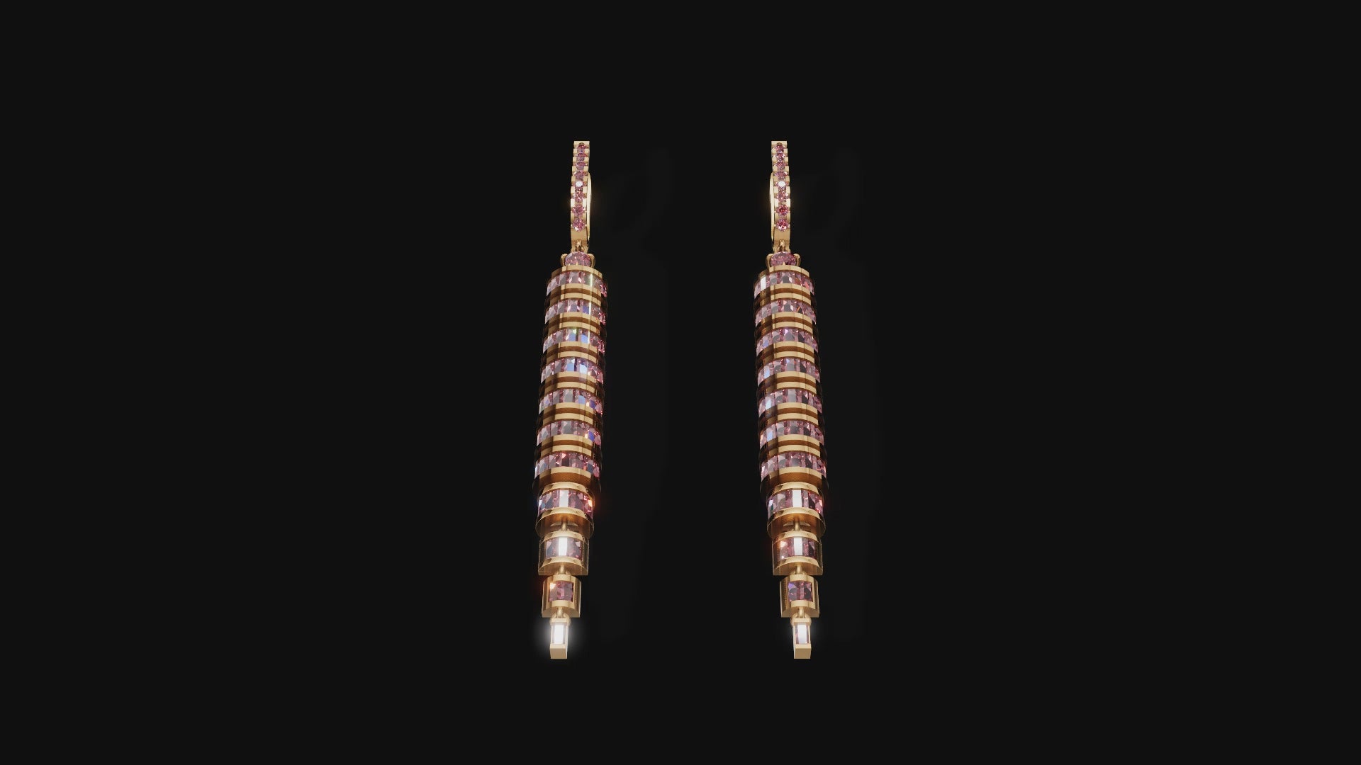 Luxe Multi-Tone Drop Earrings – Geometric Elegance in 14K Gold