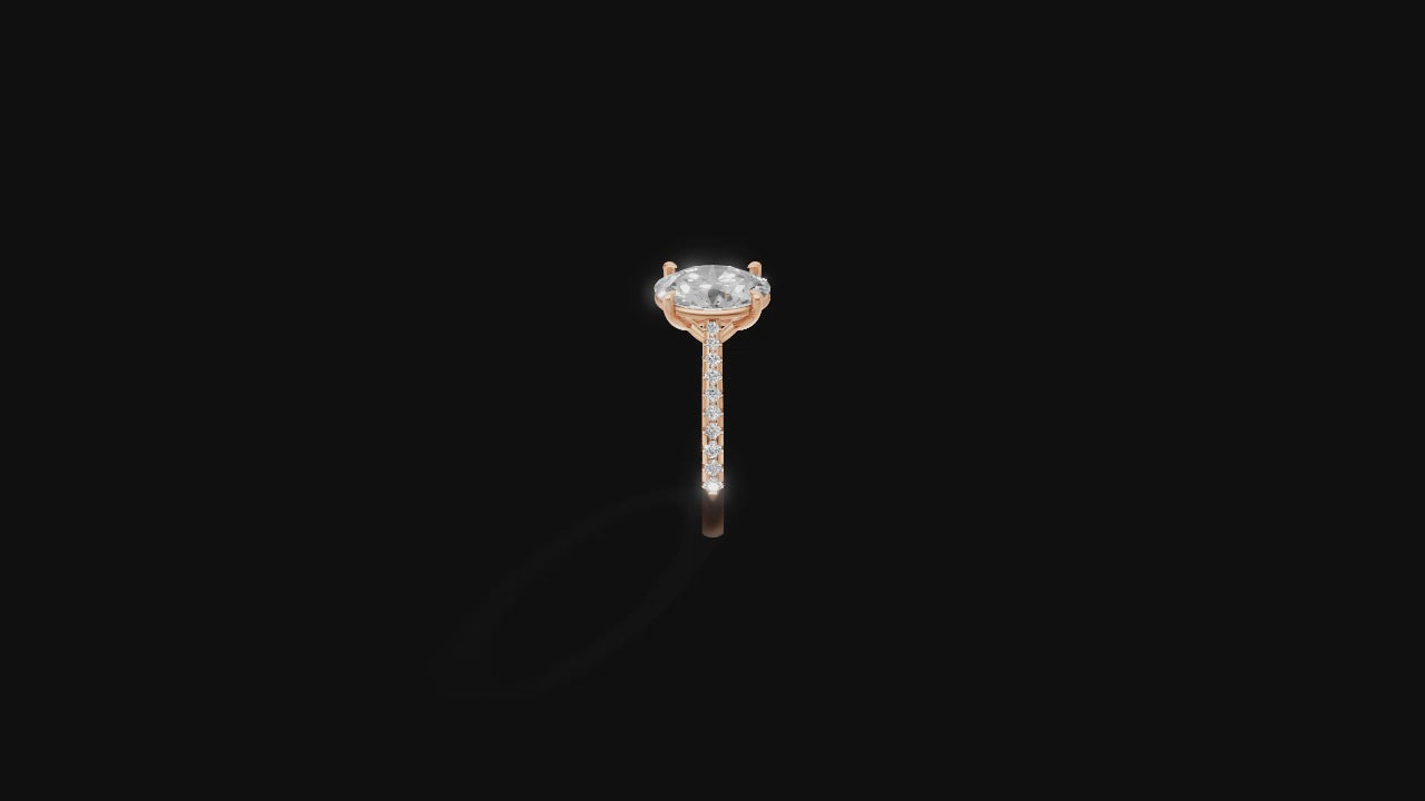 Radiant Oval – Cut Diamond Solitaire Ring | 14K Rose Gold | Pave Band