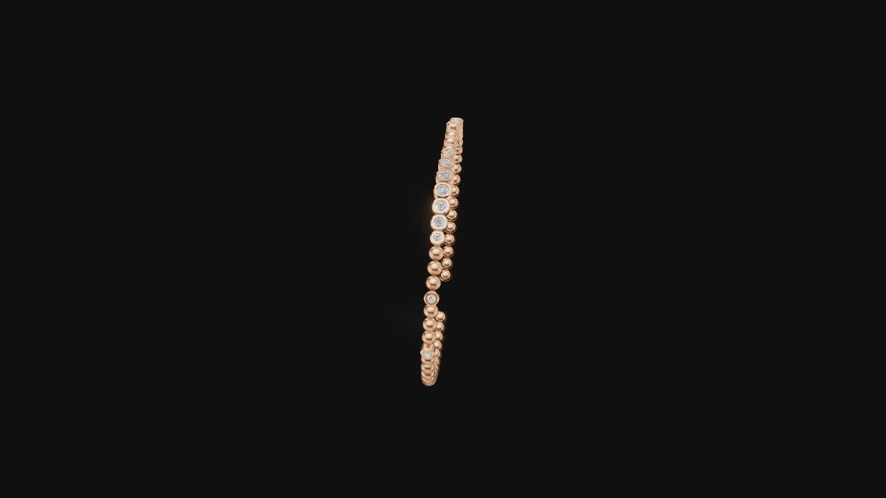 Bezel Set Diamond Beaded Open Cuff Bracelet ✨